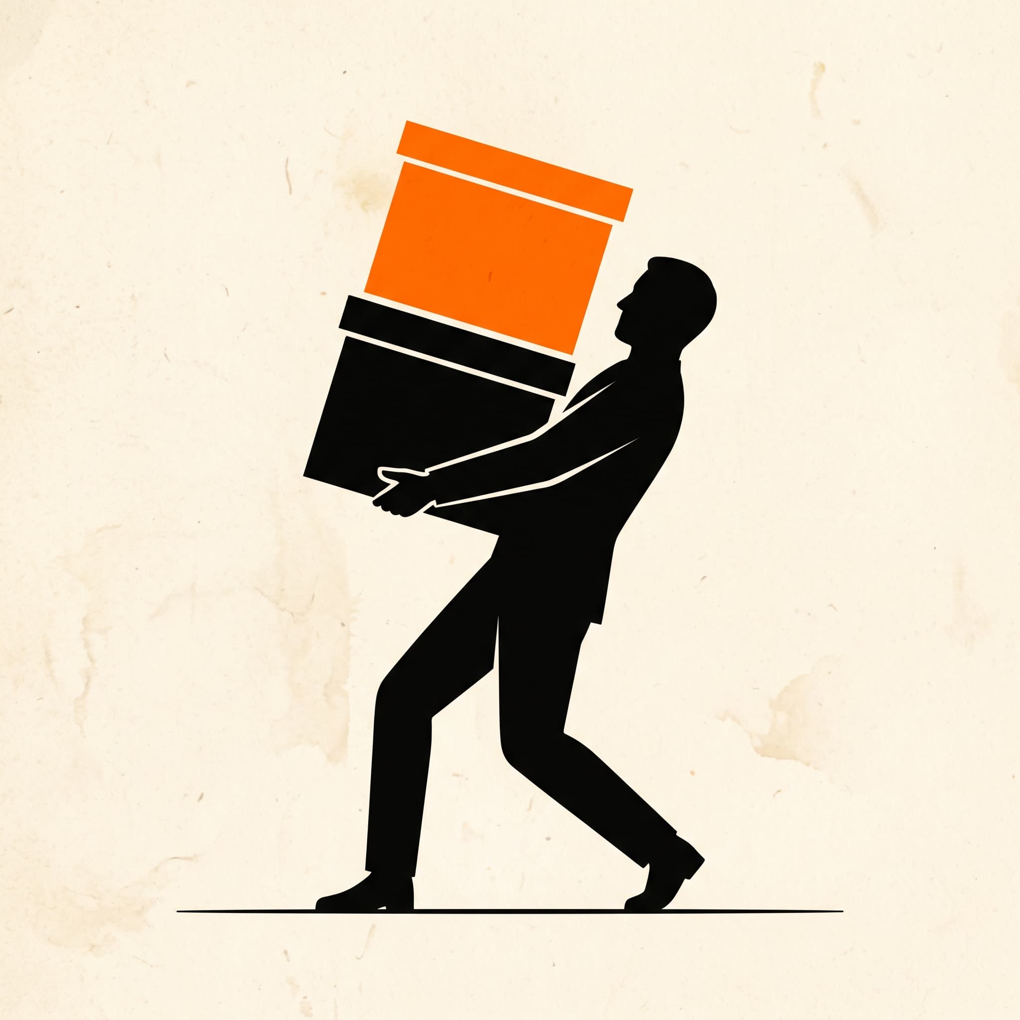 Un homme porte deux charges empilées, illustration