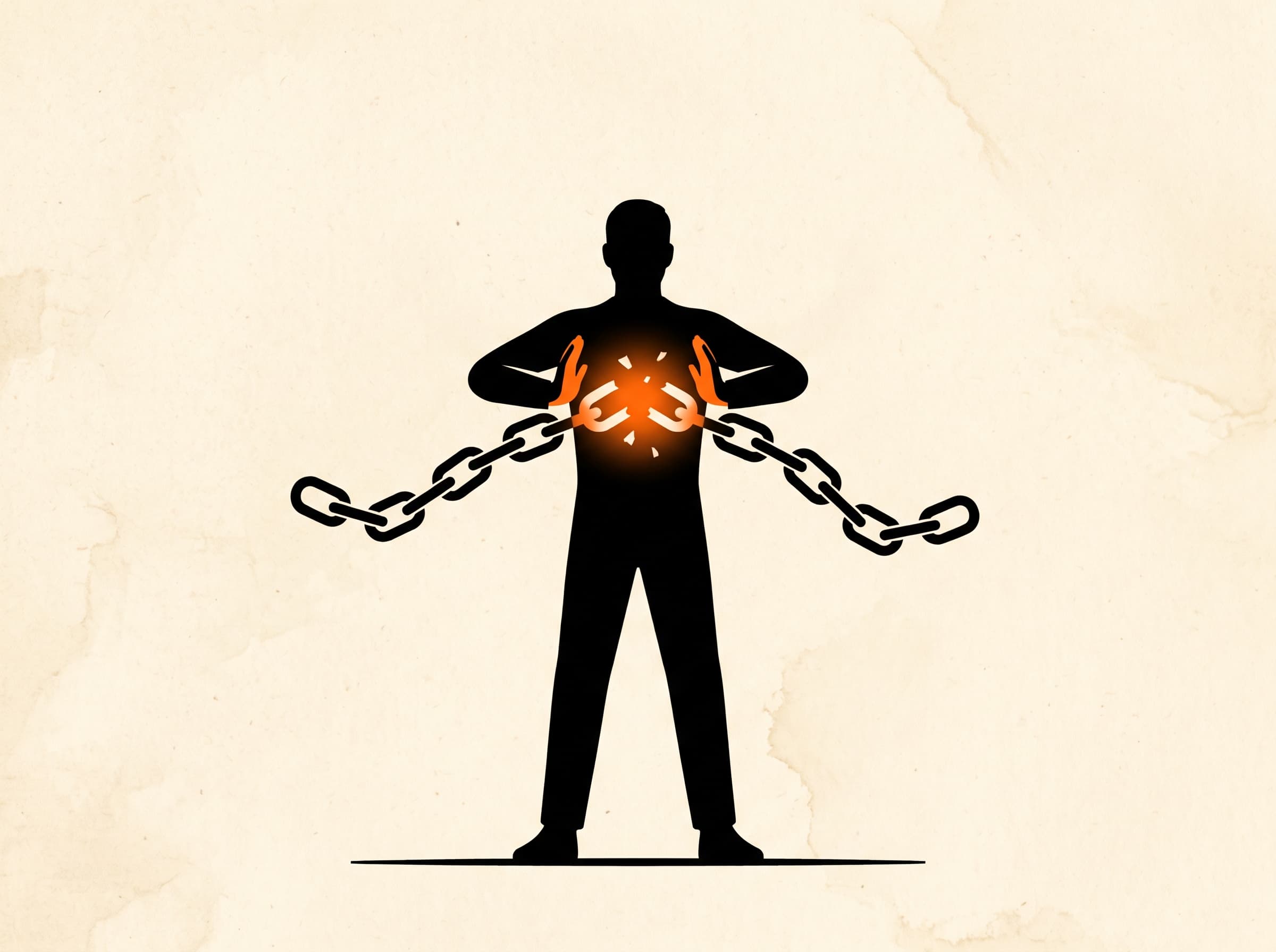 Un homme brise une chaîne, illustration